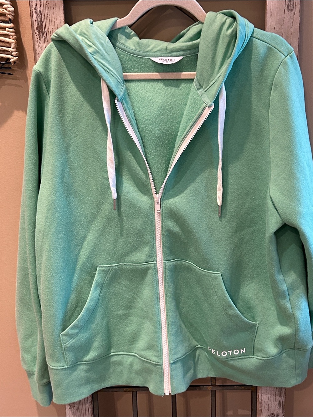 Peloton Mint Green Hoodie with White Trim
